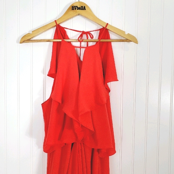 BCBGMAXAZRIA JANISA HALTER NECK RUFFLE DRESS - Picture 11 of 16